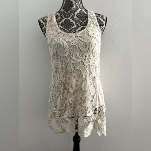 Staring At Stars Cream Lace Tank Top size M